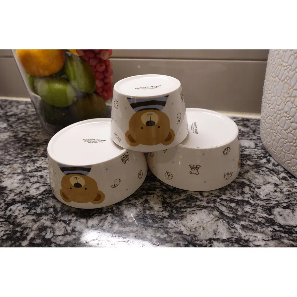 Set of 3 Toddler Bear Bowls | Kids‎ Dinnerware Set | Cute Animal Bowls | Baby